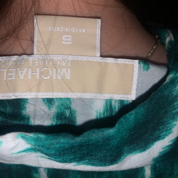 Michael Kors green animal print button up shirt - Picture 5 of 5